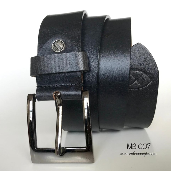Genuine Leather Belt, Black, buckle may not be exactly as shown. - Picture 5 of 6